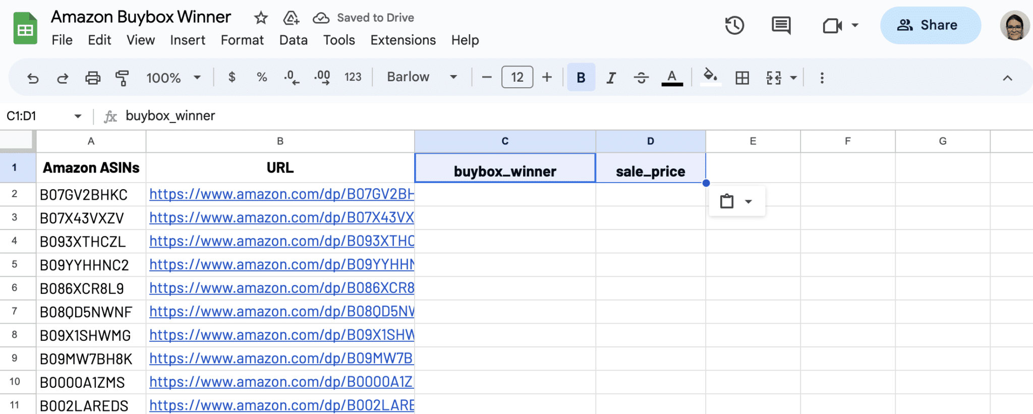 Input the data selectors