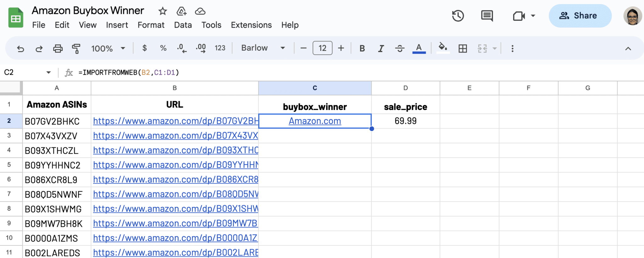Write IMPORTFROMWEB() function