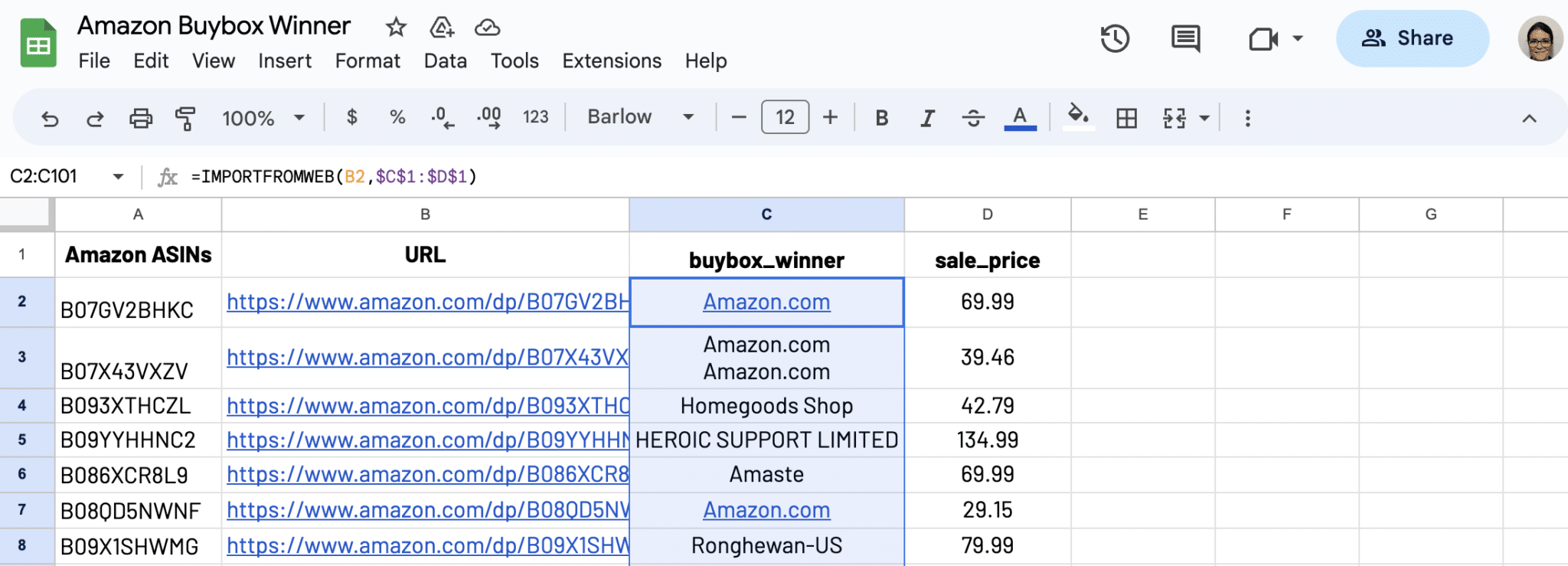 Drag down to copy formula