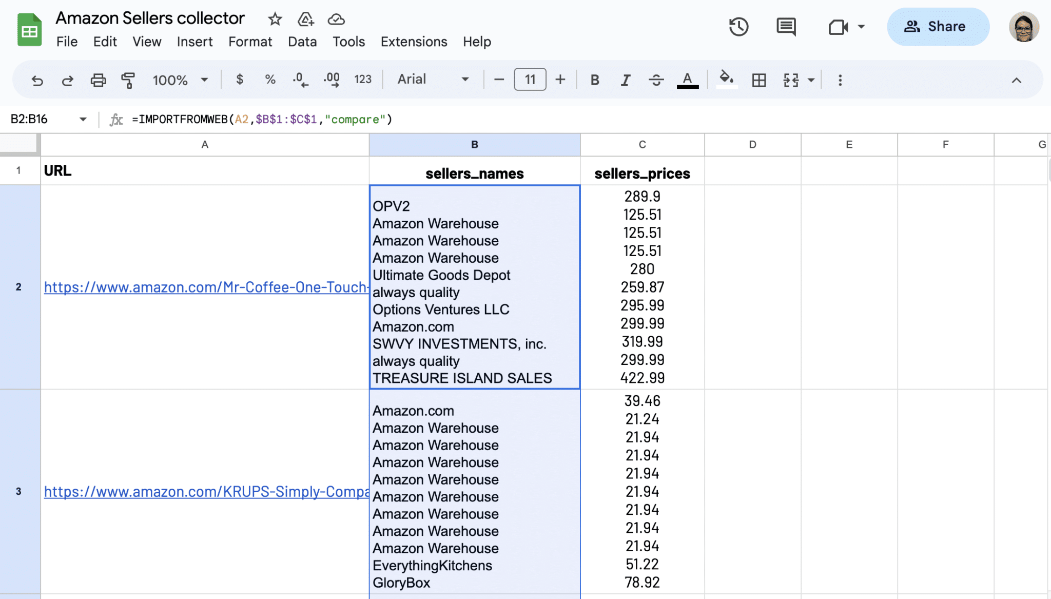 Drag down to copy formula