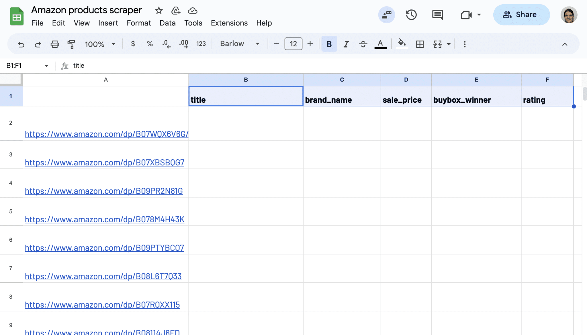 Input Amazon product selectors
