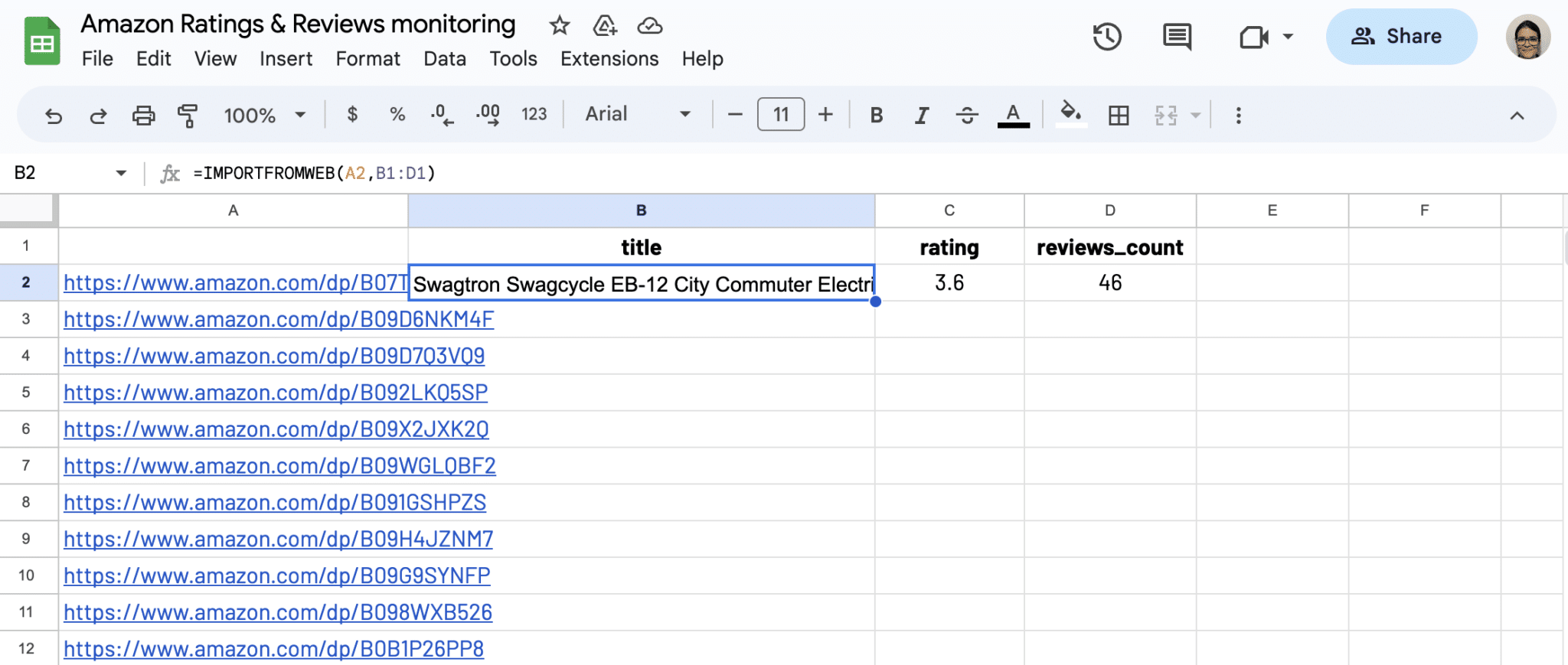 Write IMPORTFROMWEB() function