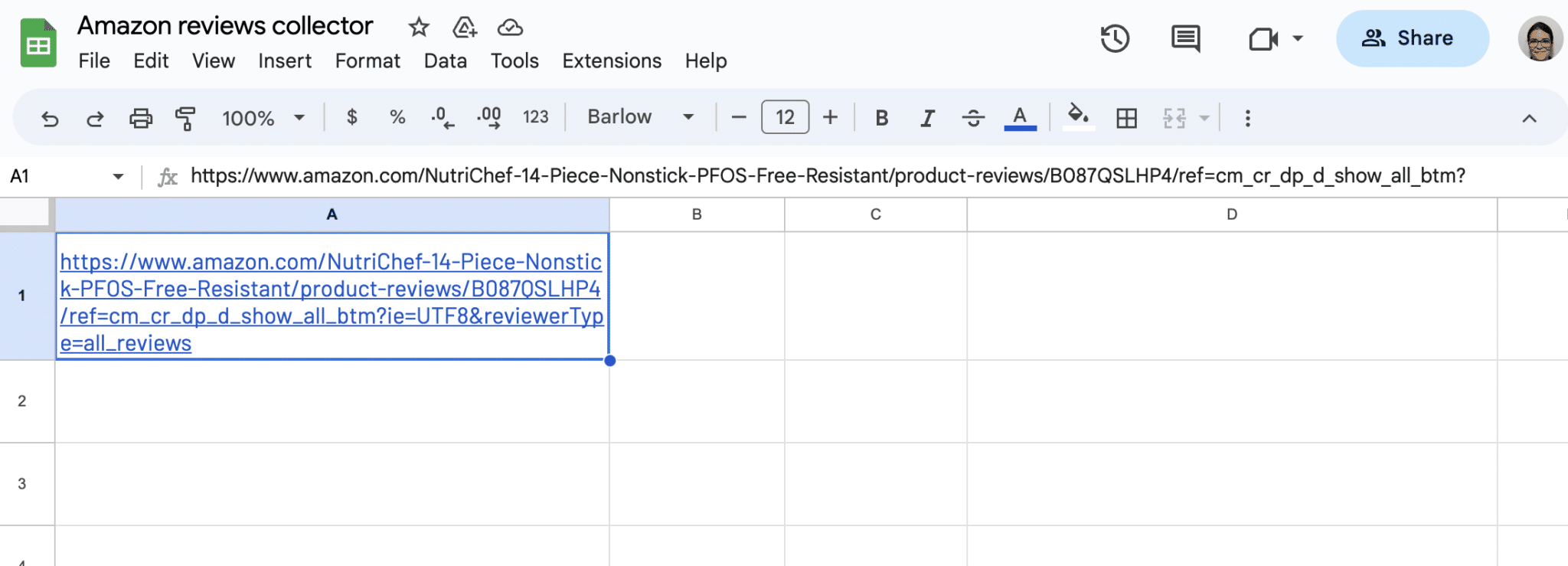Input ASIN reviews page URL