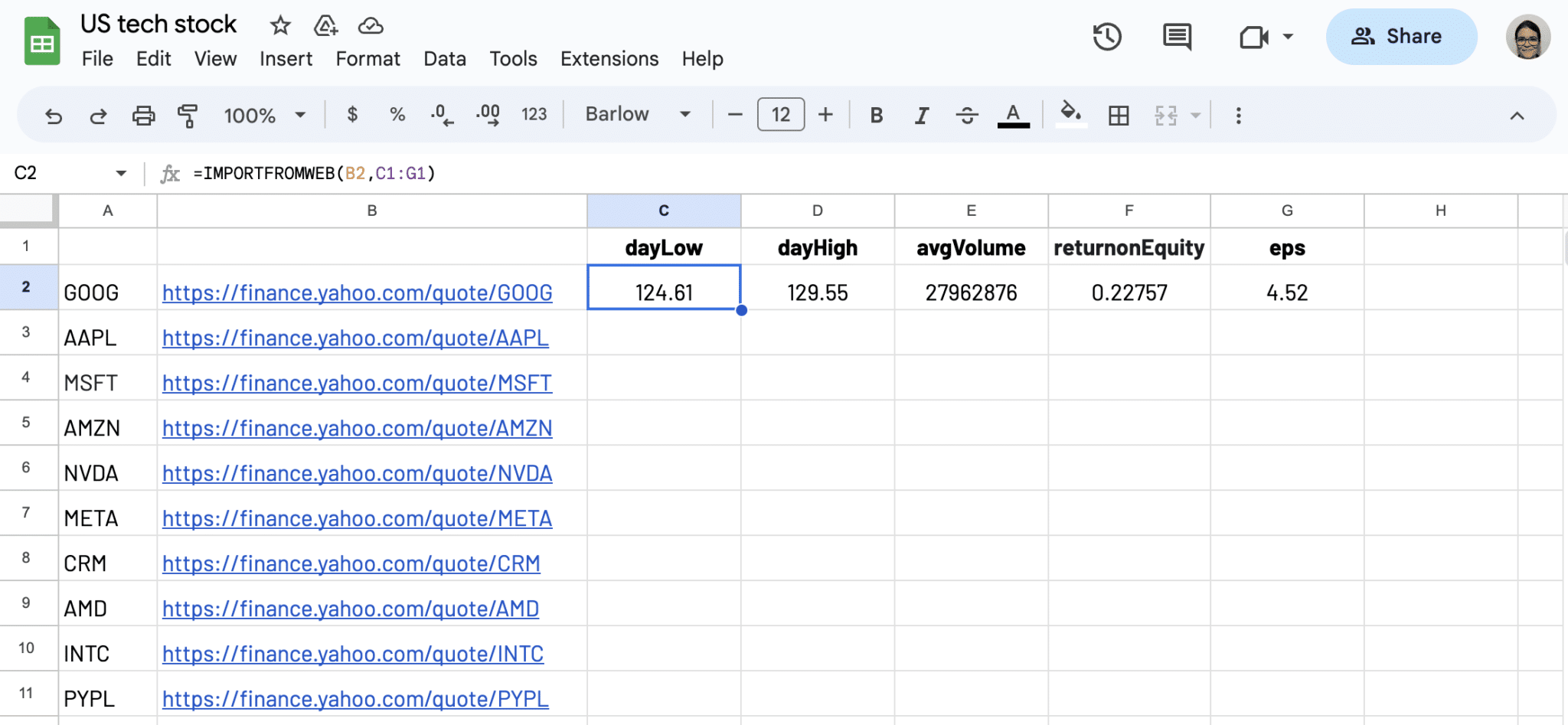 Write IMPORTFROMWEB() function
