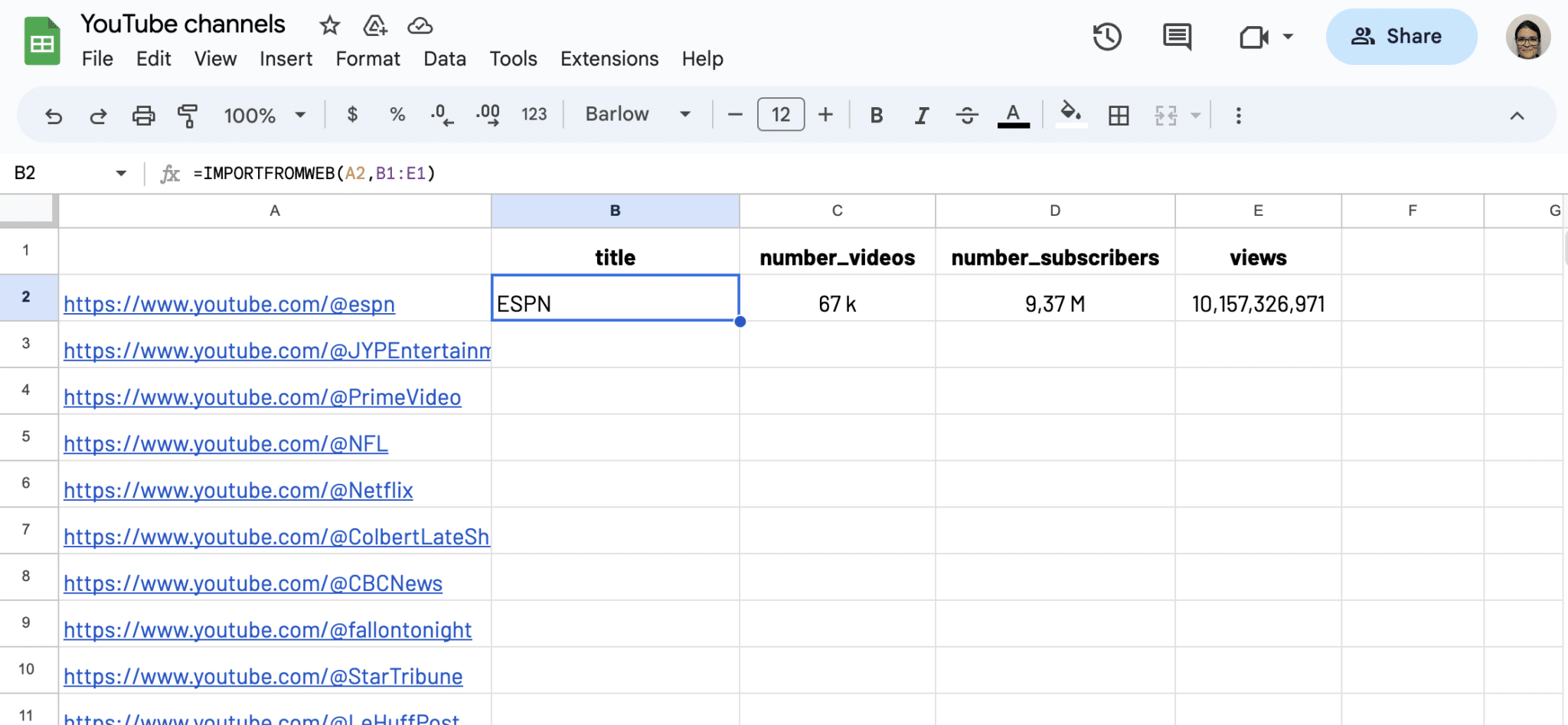 Write IMPORTFROMWEB() function