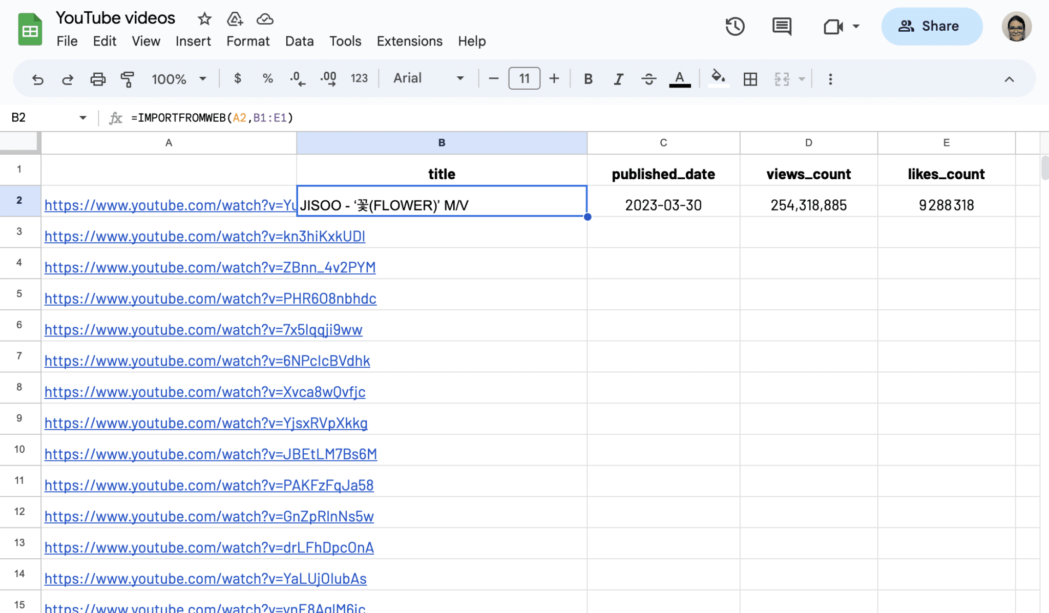 Write the IMPORTFROMWEB() function