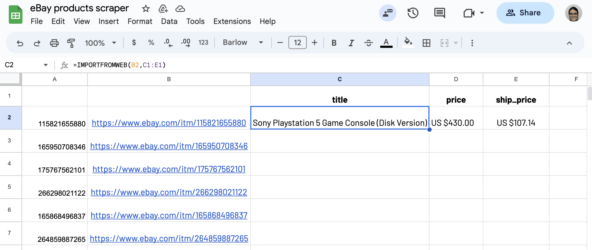 Write IMPORTFROMWEB() function