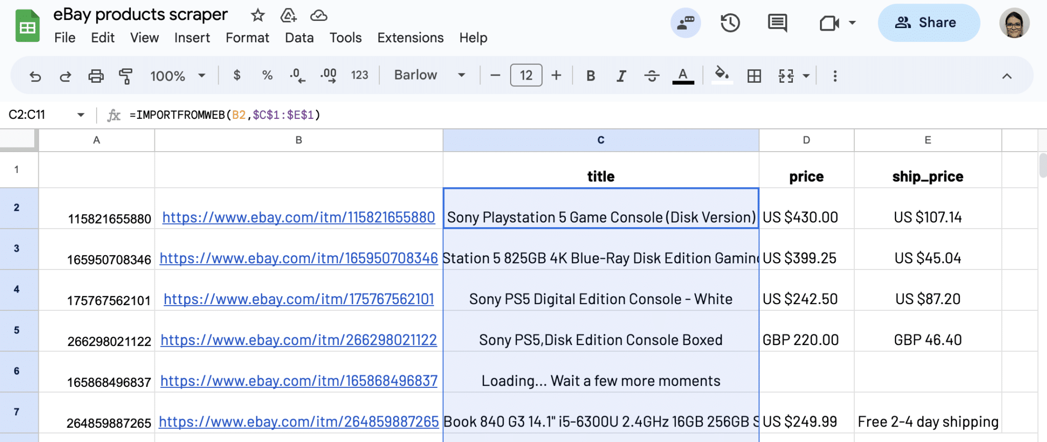 Drag down to copy formula